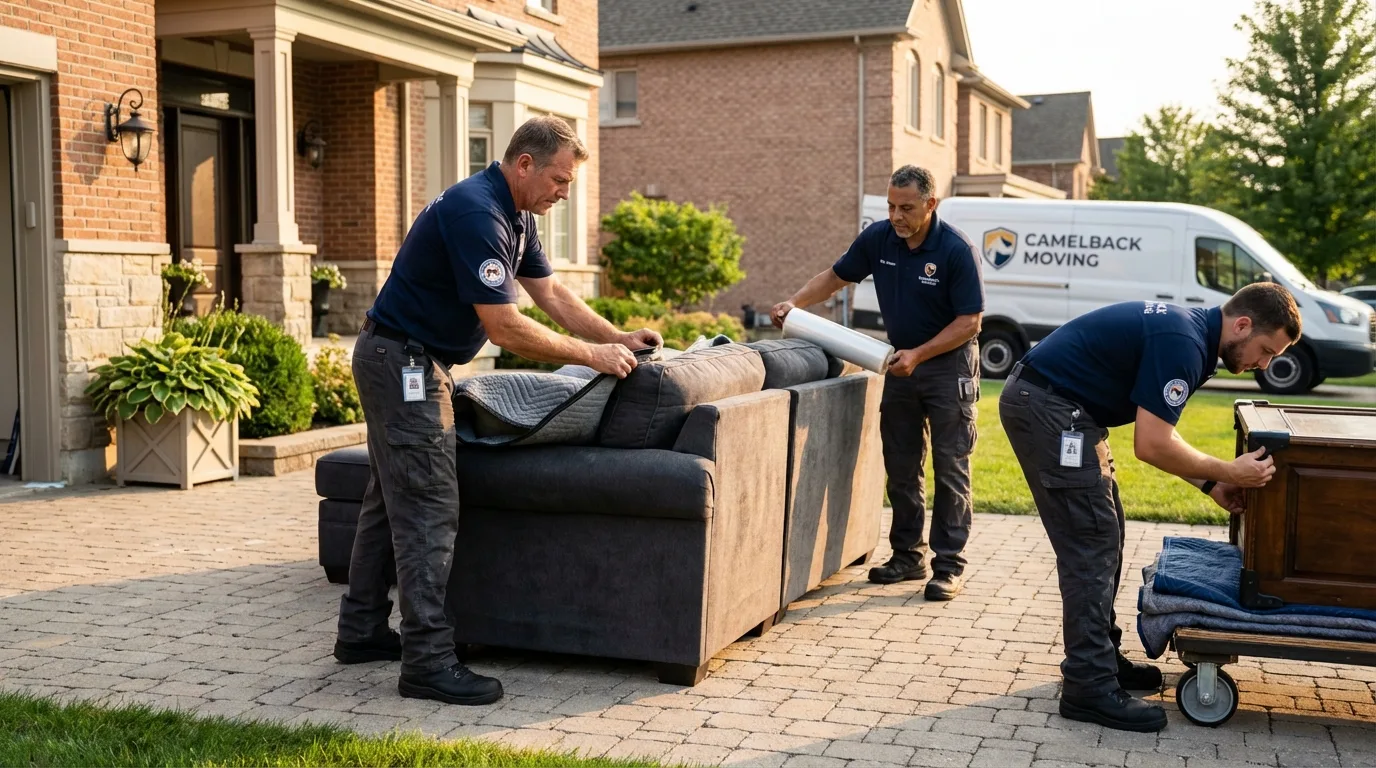 Large estate moving crew wrapping furniture in Edgerton, MN